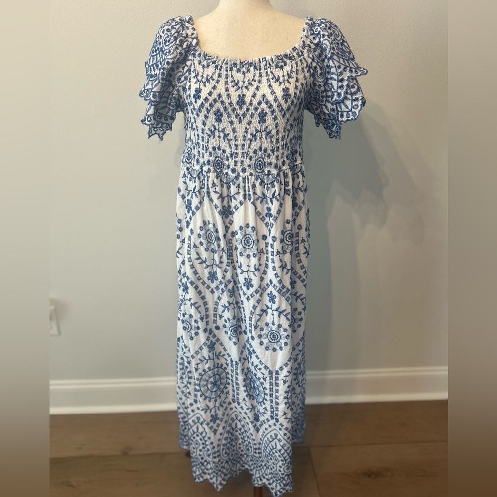 Chic Blue and White Maxi Dress